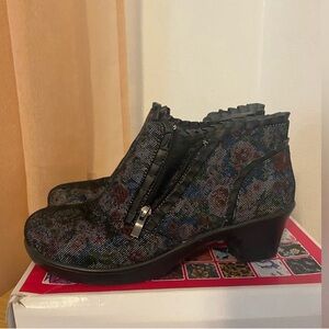 Gorgeous Leather Dot Floral Ankle Boots